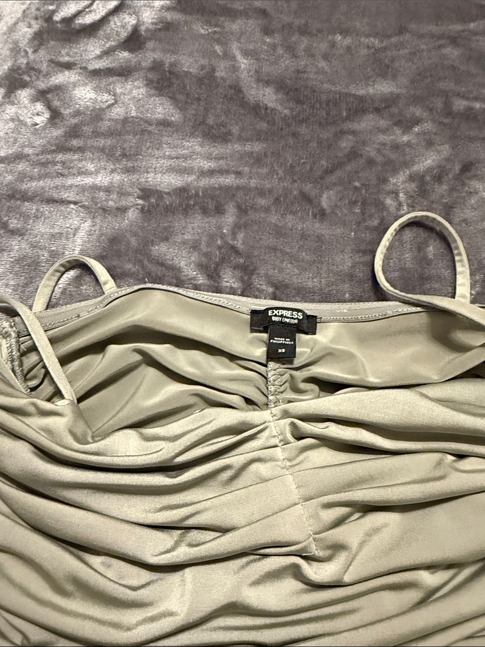 Express Olive Ruched Spaghetti Strap Cami